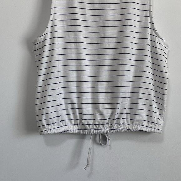 O’Neill Womens Tank Top M Tie Waist Blue Stripe Land That I Love Patriotic Shirt - Picture 9 of 10